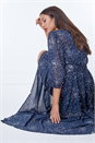 Navy  Star Print High Low Hem Dress, Image 2 of 5