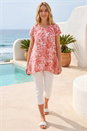 Orange Printed Lace Hanky Hem Top, Image 2 of 4