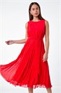 Red Petite Pleated Midi Dress, Image 1 of 5