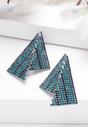 Blue Asymmetrical Triangle Blue Crystal Earrings, Image 2 of 5
