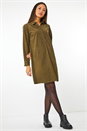 Khaki Corduroy Tunic Shirt Dress , Image 1 of 5