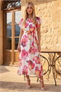 Ivory Floral Split Sleeve Midi Dress, Image 1 of 4