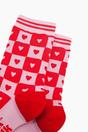 Pink Heart Checkerboard Bamboo Socks in Pink/Red, Image 2 of 4