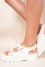 White Zora Chunky Double Buckle Studded Platform Sandals, Image 4 of 4