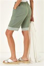 Khaki Bengaline Turn Up Stripe Shorts, Image 3 of 5