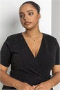 Black Curve Shimmer Wrap Dress, Image 4 of 4