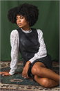 Black Faux Leather Pleated Hem Dress, Image 6 of 7