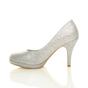 Silver High Heel Diamante Court Shoes, Image 3 of 6