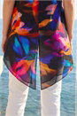 Black Floral Print Wrap Embellished Top , Image 4 of 4