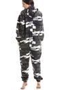 Multi Snow Camouflage Supersoft Fleece Zip Front Hooded Onesie, Image 2 of 3
