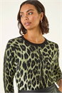Olive Animal Print Knit Jumper , Image 4 of 5
