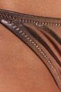 Bronze WOVCOR Bronze Metallic Finish Tie Side Low Waist Bikini Bottom with Adjustable Fit, Image 4 of 5