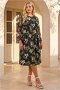 Green Curve Floral Print Mesh Midi Dress, Image 2 of 4