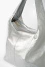 Silver Metallic Italian Leather Shoulder Bag, Image 3 of 3