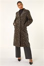 Brown Animal Print Formal Pocket Coat, Image 3 of 7