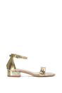 Gold XY LONDON Gold 'Tate' Low Block Heel Sandals With Ankle Strap, Image 1 of 5