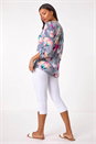 PINK Floral Print V-Neck Button Shirt, Image 3 of 5