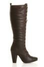 Brown AJVANI Brown High Heel Lace Up Victorian Style Knee High Boots, Image 5 of 6