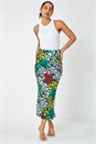 Multi  Dusk Contrast Floral Midi Skirt, Image 2 of 5