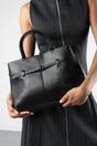 Black Flores Luxury Structured Leather Tote Bag, Image 8 of 8