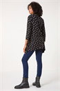 Black Bow Print Cutout Tunic Top, Image 3 of 5