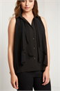 Black Waterfall Detail Blouse, Image 1 of 4