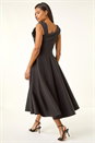 Black Corsage Premium Stretch Midi Dress, Image 3 of 5