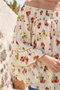 Red Floral Print Bardot Top, Image 4 of 4