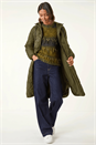 Khaki Fleece Lined Quilted Hooded Coat, Image 1 of 6