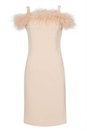 Light Pink Feather Trim Cold Shoulder Dress, Image 5 of 5