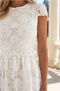 White Crochet Floral Lace Midi Dress, Image 4 of 4