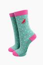 Mint Embroidered Watermelon Combed Cotton Socks, Image 1 of 4