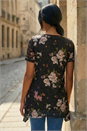 Black Floral Print Lace Stretch Top, Image 3 of 4