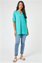 Jade Textured Notch Neck Tunic Top, Image 3 of 4