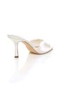 Off White AJVANI Off White High Heel Pointed Peep Toe Sandals Mules, Image 4 of 4