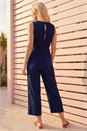 Navy  Petite Textured Jumpsuit, Image 3 of 4
