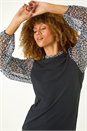 Black 2 In 1 Animal Print Mesh Sleeve Top, Image 1 of 5