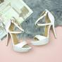 White AJVANI White High Heel Crossed Straps Platform Sandals, Image 4 of 6
