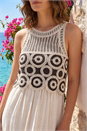 Chocolate Petite Crochet Top Linen Blend Maxi Dress , Image 4 of 4