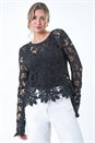 Black Crochet Knit Jumper, Image 4 of 5