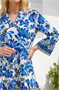 Blue Floral Print Border Tunic Dress, Image 4 of 4