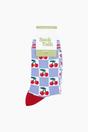 Blue Cherry Checkerboard Bamboo Socks in Blue, Image 4 of 4