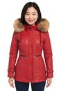 Red Leather Hooded Parka Jacket-Charleville, Image 1 of 5