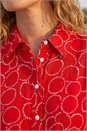 Red Geo Print Belted Shirt Dress, Image 4 of 4
