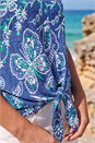 Blue Textured Print Tie Hem Top, Image 4 of 4