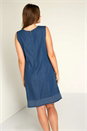 Denim V-Neck Shift Dress, Image 3 of 4