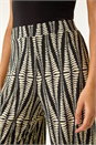 Black Mono Print Wide Leg Stretch Trouser, Image 5 of 7