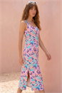 Pink Confetti Print A-Line Midi Dress, Image 2 of 4