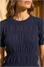 Navy  Petite Texture Knitted Top, Image 4 of 4