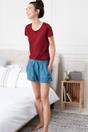 Teal "Stornoway" Herringbone Brushed Cotton Sleep Shorts, Image 3 of 4